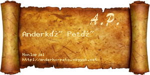 Anderkó Pető névjegykártya